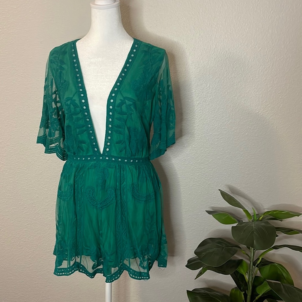 NWOT Emerald Green Romper